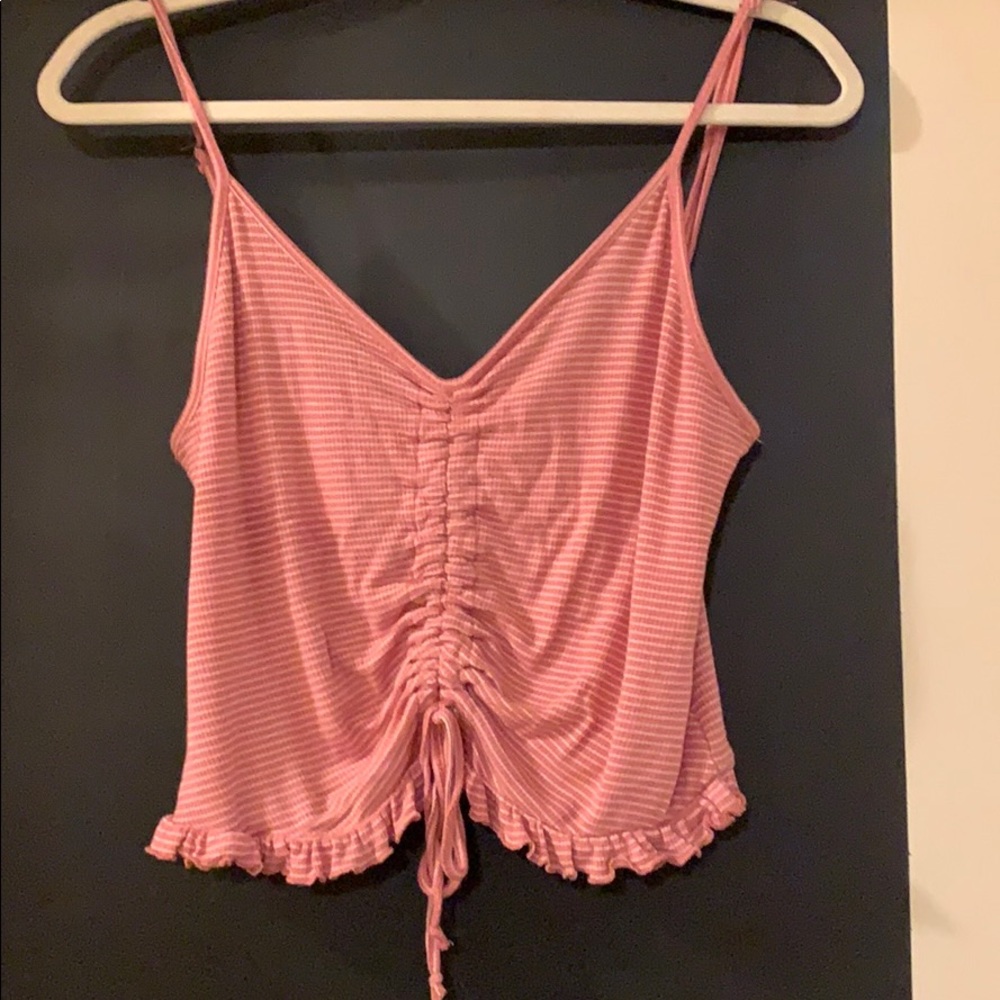 Pink and white strip crop top